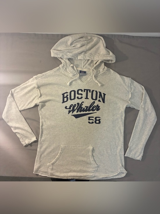 MV Sport Other - MV Sport Cream Crewneck Hoodie with Navy Boston Graphic